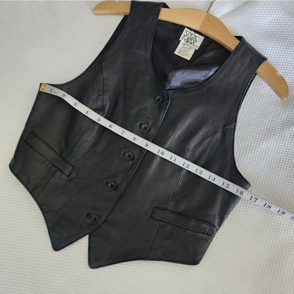 VIA MAX Women's Sleek Black Leather Vest More Like Small Size Not Medium - Picture 9 of 12